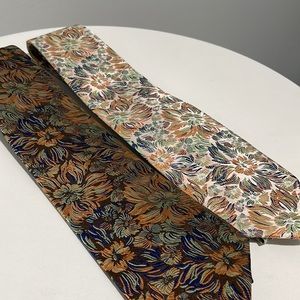 Shlax & Wing Silk neck ties lot of 2 handmade silk floral pattern
